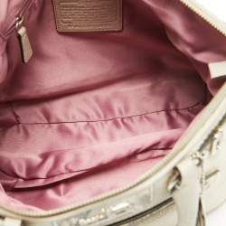 Coach Light Grey Snake Embossed and Leather Sophia Madison Satchel