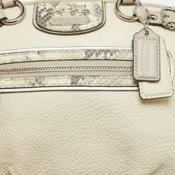 Coach Light Grey Snake Embossed and Leather Sophia Madison Satchel