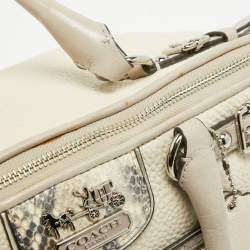 Coach Light Grey Snake Embossed and Leather Sophia Madison Satchel