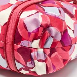 Pre Owned Coach Pink Signature Satin and Patent Leather Tote