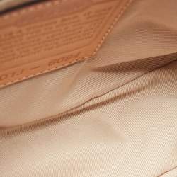Pre Owned Coach Red/Beige Signature Canvas and Leather Pochette Bag