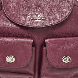 Pre Owned Coach Burgundy Leather Drawstring Backpack