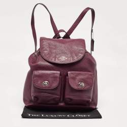 Pre Owned Coach Burgundy Leather Drawstring Backpack