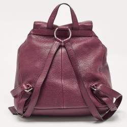 Pre Owned Coach Burgundy Leather Drawstring Backpack