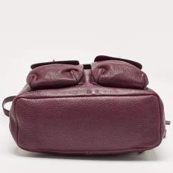 Pre Owned Coach Burgundy Leather Drawstring Backpack