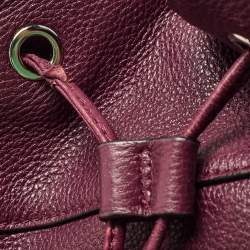 Pre Owned Coach Burgundy Leather Drawstring Backpack