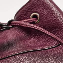 Pre Owned Coach Burgundy Leather Drawstring Backpack