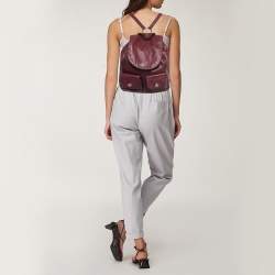 Pre Owned Coach Burgundy Leather Drawstring Backpack