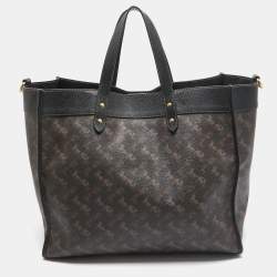 Coach Dark Brown Carriage Print Coated Canvas and Leather Field 40 Tote