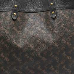 Coach Dark Brown Carriage Print Coated Canvas and Leather Field 40 Tote