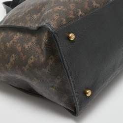 Coach Dark Brown Carriage Print Coated Canvas and Leather Field 40 Tote