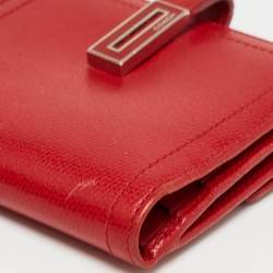 Coach Red Leather Metal Flap Compact Wallet