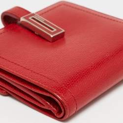 Coach Red Leather Metal Flap Compact Wallet