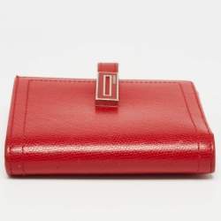 Coach Red Leather Metal Flap Compact Wallet