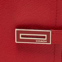 Coach Red Leather Metal Flap Compact Wallet