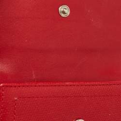 Coach Red Leather Metal Flap Compact Wallet