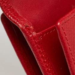 Coach Red Leather Metal Flap Compact Wallet