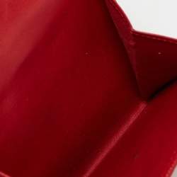Coach Red Leather Metal Flap Compact Wallet
