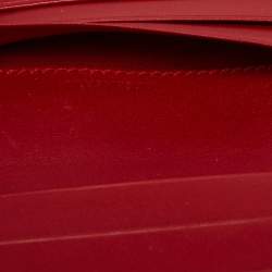 Coach Red Leather Metal Flap Compact Wallet