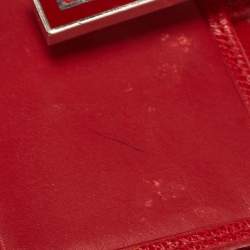 Coach Red Leather Metal Flap Compact Wallet