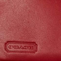 Coach Red Leather Metal Flap Compact Wallet