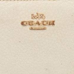 Coach Off White/Brown Leather Snap Compact Wallet