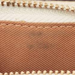 Coach Off White/Brown Leather Snap Compact Wallet