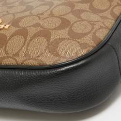 Pre Owned Coach Beige/Black Signature Coated Canvas and Leather Ellie File Crossbody Bag