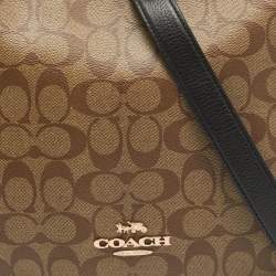 Pre Owned Coach Beige/Black Signature Coated Canvas and Leather Ellie File Crossbody Bag