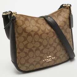 Pre Owned Coach Beige/Black Signature Coated Canvas and Leather Ellie File Crossbody Bag