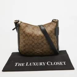 Pre Owned Coach Beige/Black Signature Coated Canvas and Leather Ellie File Crossbody Bag