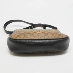 Pre Owned Coach Beige/Black Signature Coated Canvas and Leather Ellie File Crossbody Bag