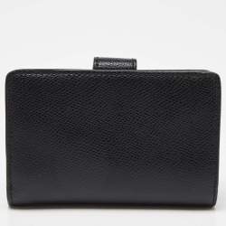 Pre Owned Coach Black Leather Compact Wallet