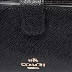 Pre Owned Coach Black Leather Compact Wallet