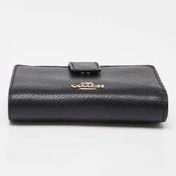 Pre Owned Coach Black Leather Compact Wallet