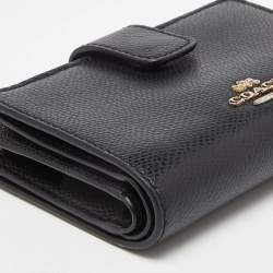 Pre Owned Coach Black Leather Compact Wallet