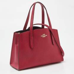 Coach Red/Pink Grained Leather Charlie Carryall Tote