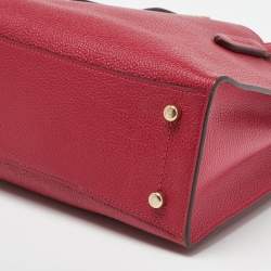 Coach Red/Pink Grained Leather Charlie Carryall Tote