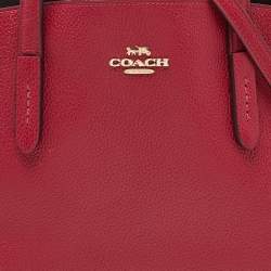 Coach Red/Pink Grained Leather Charlie Carryall Tote