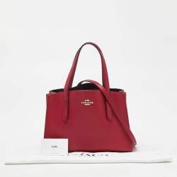 Coach Red/Pink Grained Leather Charlie Carryall Tote