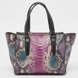 Coach Multicolor Python Embossed and Leather Crosby Carryall Tote