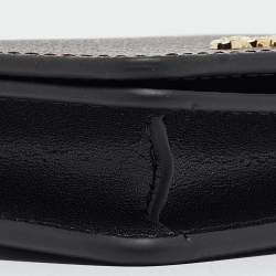 Coach Black/Brown Signature Coated Canvas and Leather Mini Chain Card Case