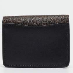 Coach Black/Brown Signature Coated Canvas and Leather Mini Chain Card Case