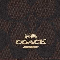 Coach Black/Brown Signature Coated Canvas and Leather Mini Chain Card Case