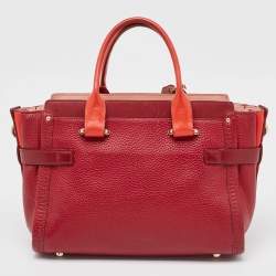 Pre Owned Coach Two Tone Red Leather Swagger 27 Carryall Tote