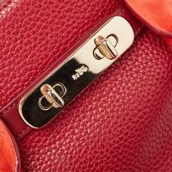 Pre Owned Coach Two Tone Red Leather Swagger 27 Carryall Tote