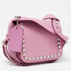 Coach Pink Leather Rivet Dakotah Crossbody Bag