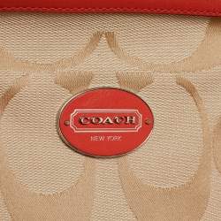 Coach Orange/Beige Signature Canvas and Leather Haley Satchel 