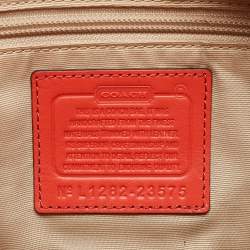 Coach Orange/Beige Signature Canvas and Leather Haley Satchel 