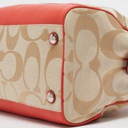 Coach Orange/Beige Signature Canvas and Leather Haley Satchel 